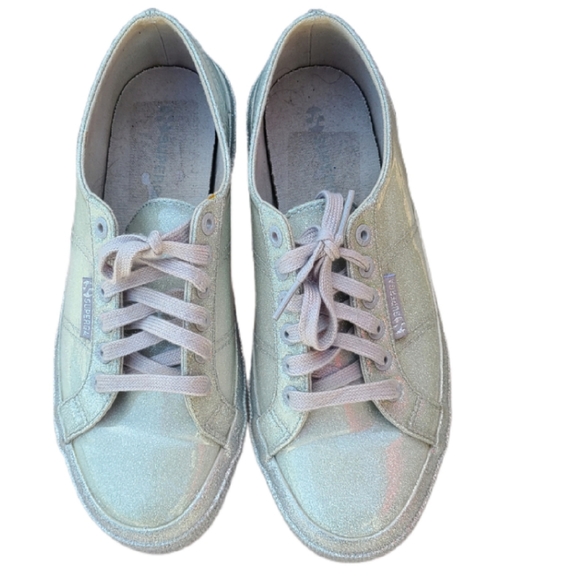 SUPERGA SILVER GLITTERY PATENT METALLIC SNEAKERS - Picture 3 of 8